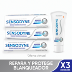 Crema Dental Sensodyne Repara y Protege Blanqueador Pack x 3